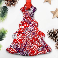 Leaf Red Point Flower White Ornament (christmas Tree)  by Ravend