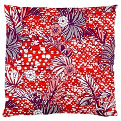 Leaf Red Point Flower White Large Cushion Case (one Side) by Ravend