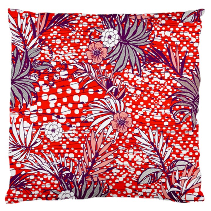 Leaf Red Point Flower White Large Cushion Case (Two Sides)