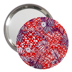 Leaf Red Point Flower White 3  Handbag Mirrors by Ravend