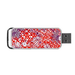 Leaf Red Point Flower White Portable Usb Flash (one Side) by Ravend