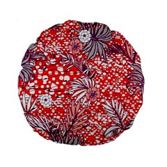 Leaf Red Point Flower White Standard 15  Premium Round Cushions by Ravend