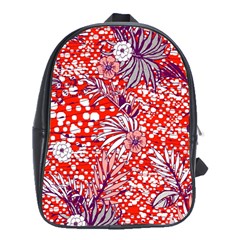 Leaf Red Point Flower White School Bag (xl) by Ravend