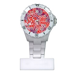 Leaf Red Point Flower White Plastic Nurses Watch by Ravend