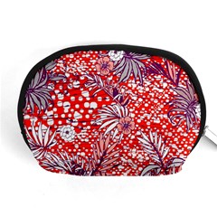 Leaf Red Point Flower White Accessory Pouch (medium) by Ravend