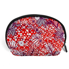 Leaf Red Point Flower White Accessory Pouch (large) by Ravend