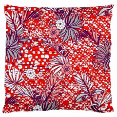 Leaf Red Point Flower White Standard Flano Cushion Case (one Side) by Ravend