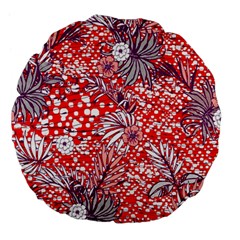 Leaf Red Point Flower White Large 18  Premium Flano Round Cushions by Ravend