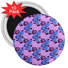 Roses Flowers Background Leaves 3  Magnets (10 Pack)  by Ravend