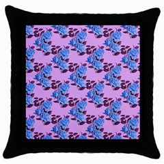 Roses Flowers Background Leaves Throw Pillow Case (black) by Ravend