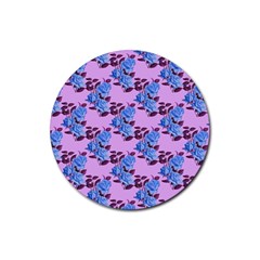 Roses Flowers Background Leaves Rubber Coaster (round) by Ravend