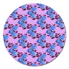 Roses Flowers Background Leaves Magnet 5  (round) by Ravend