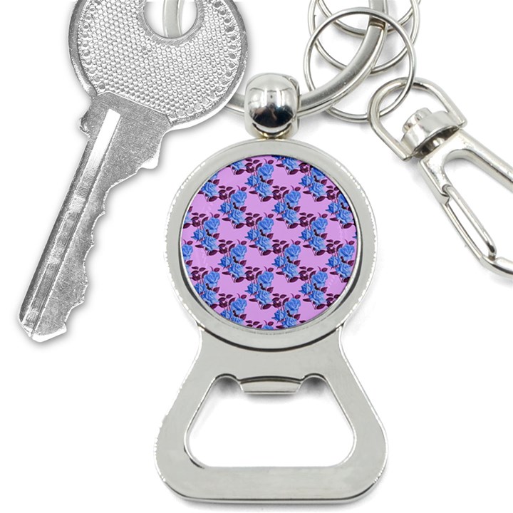 Roses Flowers Background Leaves Bottle Opener Key Chain