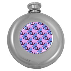 Roses Flowers Background Leaves Round Hip Flask (5 Oz) by Ravend