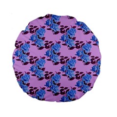 Roses Flowers Background Leaves Standard 15  Premium Round Cushions by Ravend