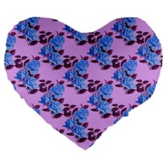 Roses Flowers Background Leaves Large 19  Premium Heart Shape Cushions by Ravend