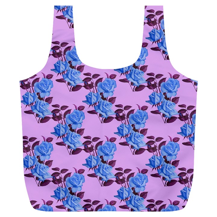 Roses Flowers Background Leaves Full Print Recycle Bag (XL)