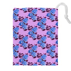 Roses Flowers Background Leaves Drawstring Pouch (5xl) by Ravend