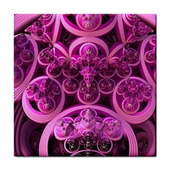 Fractal-math-geometry-visualization Pink Tile Coaster by Pakrebo