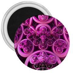 Fractal-math-geometry-visualization Pink 3  Magnets by Pakrebo