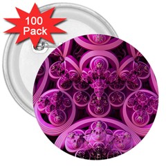 Fractal-math-geometry-visualization Pink 3  Buttons (100 Pack)  by Pakrebo