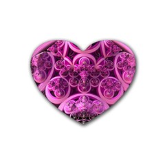 Fractal-math-geometry-visualization Pink Rubber Coaster (heart) by Pakrebo