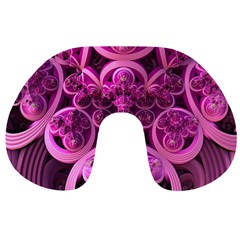 Fractal-math-geometry-visualization Pink Travel Neck Pillow by Pakrebo