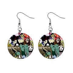 Zoo-animals-peacock-lion-hippo Mini Button Earrings by Pakrebo