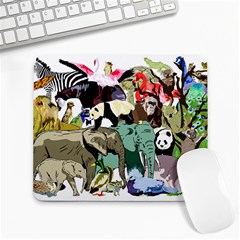 Zoo-animals-peacock-lion-hippo Large Mousepads by Pakrebo