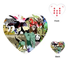 Zoo-animals-peacock-lion-hippo Playing Cards Single Design (heart)