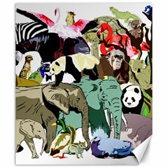 Zoo-animals-peacock-lion-hippo Canvas 20  X 24  by Pakrebo