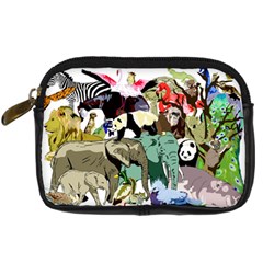 Zoo-animals-peacock-lion-hippo Digital Camera Leather Case by Pakrebo