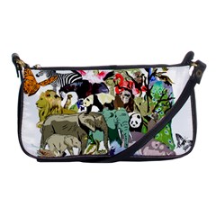 Zoo-animals-peacock-lion-hippo Shoulder Clutch Bag by Pakrebo