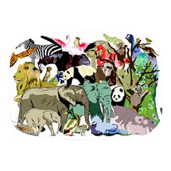 Zoo-animals-peacock-lion-hippo Mini Square Pill Box by Pakrebo