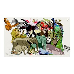 Zoo-animals-peacock-lion-hippo Banner And Sign 5  X 3  by Pakrebo