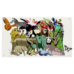 Zoo-animals-peacock-lion-hippo Banner And Sign 7  X 4 