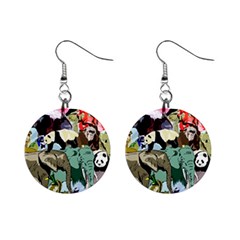 Zoo-animals-peacock-lion-hippo- Mini Button Earrings by Pakrebo