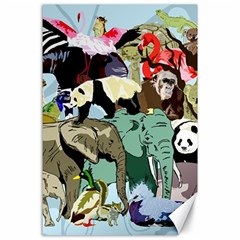 Zoo-animals-peacock-lion-hippo- Canvas 24  X 36  by Pakrebo