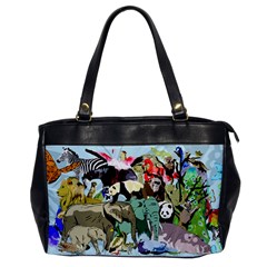 Zoo-animals-peacock-lion-hippo- Oversize Office Handbag by Pakrebo