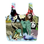 Zoo-animals-peacock-lion-hippo- Full Print Recycle Bag (L) Back