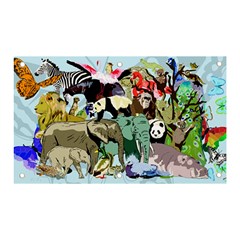 Zoo-animals-peacock-lion-hippo- Banner And Sign 5  X 3  by Pakrebo