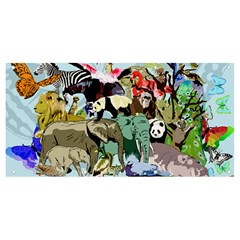 Zoo-animals-peacock-lion-hippo- Banner And Sign 8  X 4  by Pakrebo