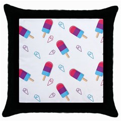 Ice Cream Popsicles Wallpaper Throw Pillow Case (Black)