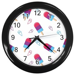 Ice Cream Popsicles Wallpaper Wall Clock (black) by Ravend