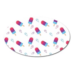 Ice Cream Popsicles Wallpaper Oval Magnet