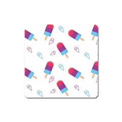 Ice Cream Popsicles Wallpaper Square Magnet