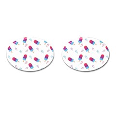 Ice Cream Popsicles Wallpaper Cufflinks (Oval)