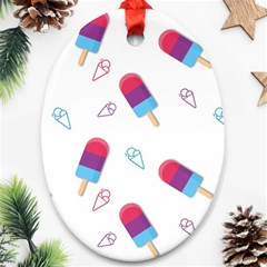 Ice Cream Popsicles Wallpaper Oval Ornament (Two Sides)