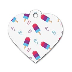 Ice Cream Popsicles Wallpaper Dog Tag Heart (One Side)