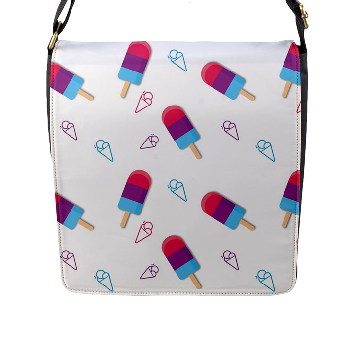 Ice Cream Popsicles Wallpaper Flap Closure Messenger Bag (L)